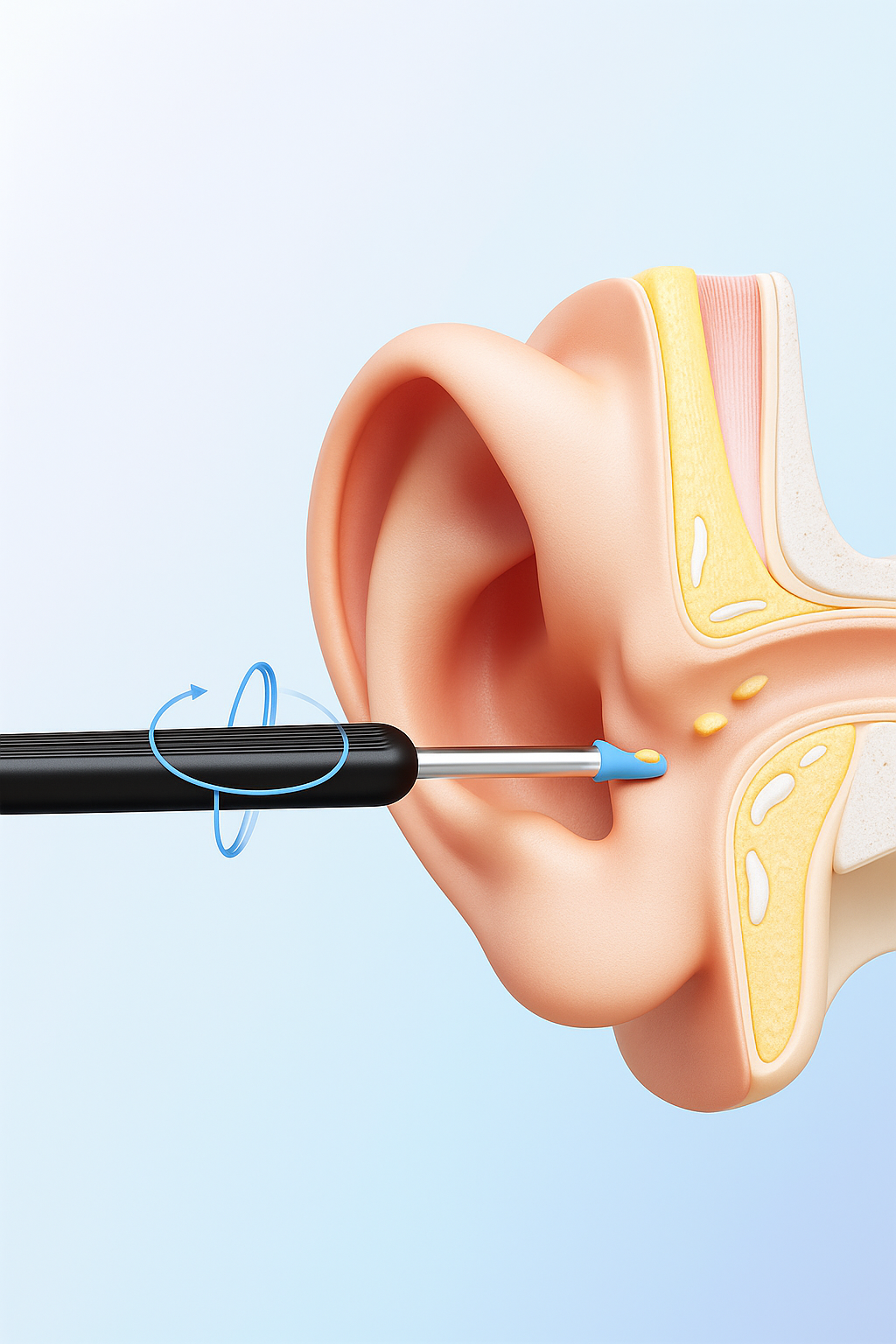 Nettoyeur d’oreille avec caméra HD (Wi-Fi) – Otoscope électronique + embouts souples – Kit retrait cérumen iPhone/Android